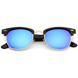 Classic Square Colored Mirrored Lens Horn Rimmed Sunglasses C772 from zeroUV