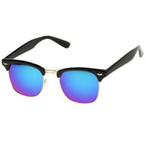 Classic Square Colored Mirrored Lens Horn Rimmed Sunglasses C772 from zeroUV