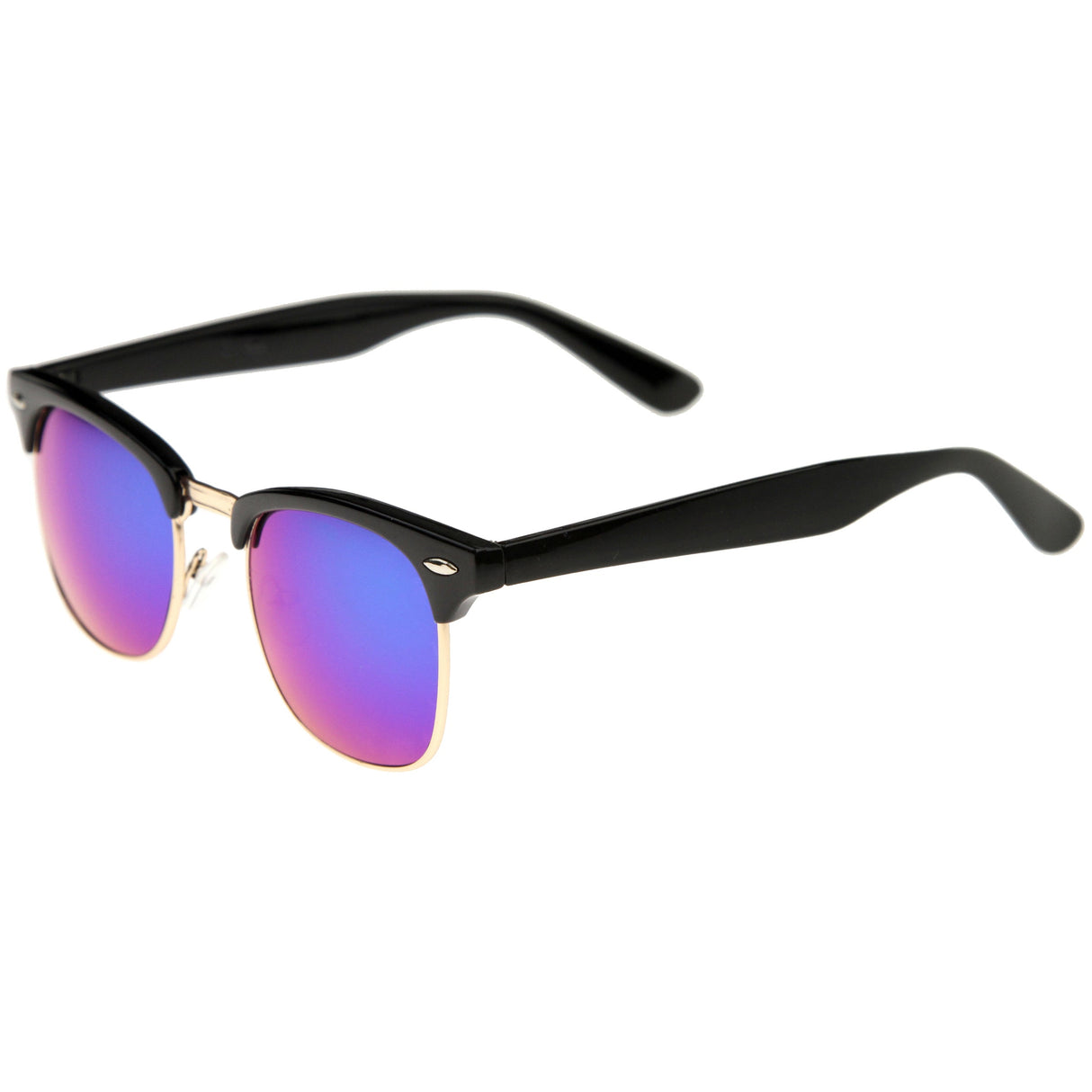 Classic Square Colored Mirrored Lens Horn Rimmed Sunglasses C772 from zeroUV