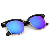 Classic Square Colored Mirrored Lens Horn Rimmed Sunglasses C772 from zeroUV