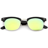 Classic Square Colored Mirrored Lens Horn Rimmed Sunglasses C772 from zeroUV