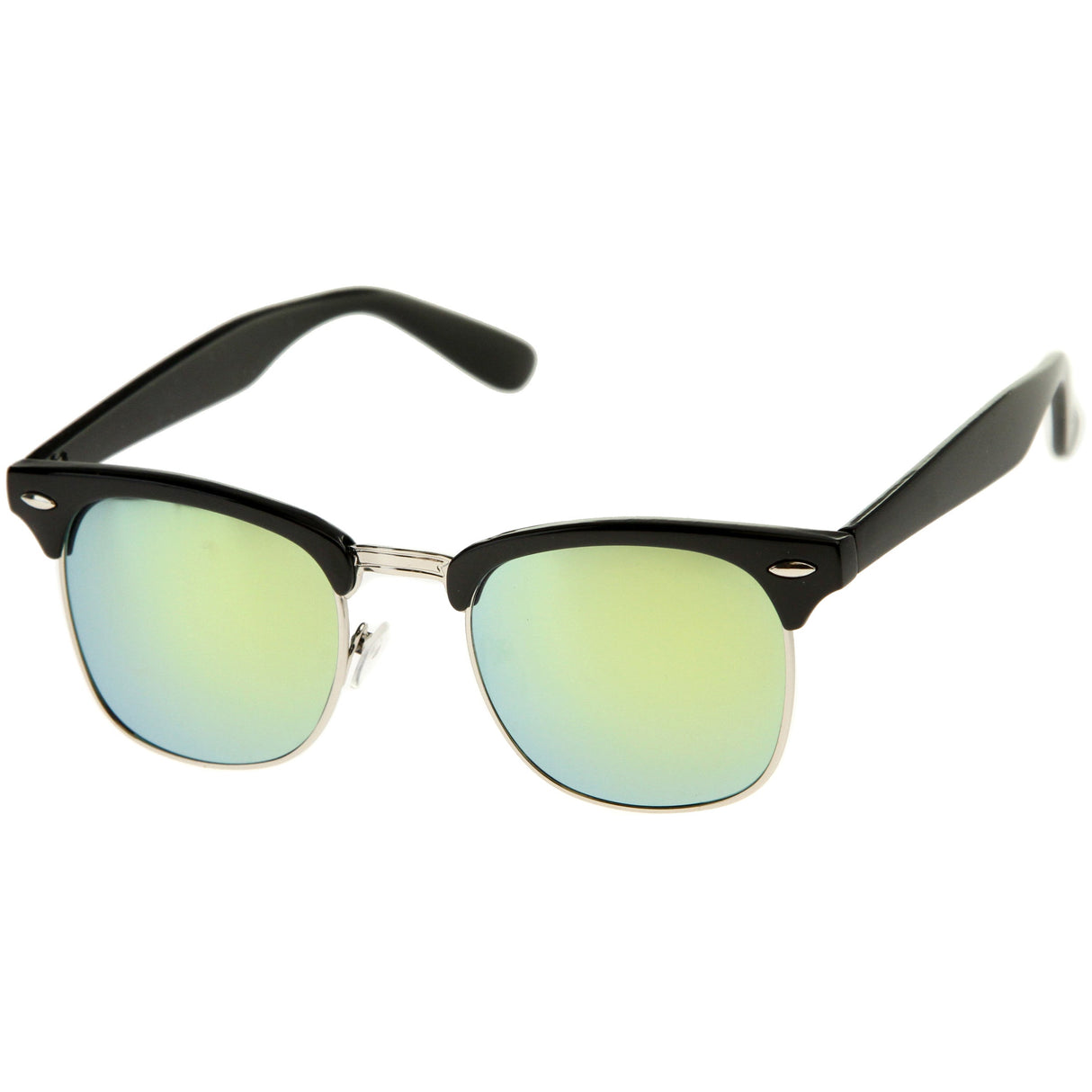 Classic Square Colored Mirrored Lens Horn Rimmed Sunglasses C772 from zeroUV