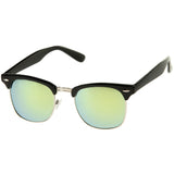 Classic Square Colored Mirrored Lens Horn Rimmed Sunglasses C772 from zeroUV