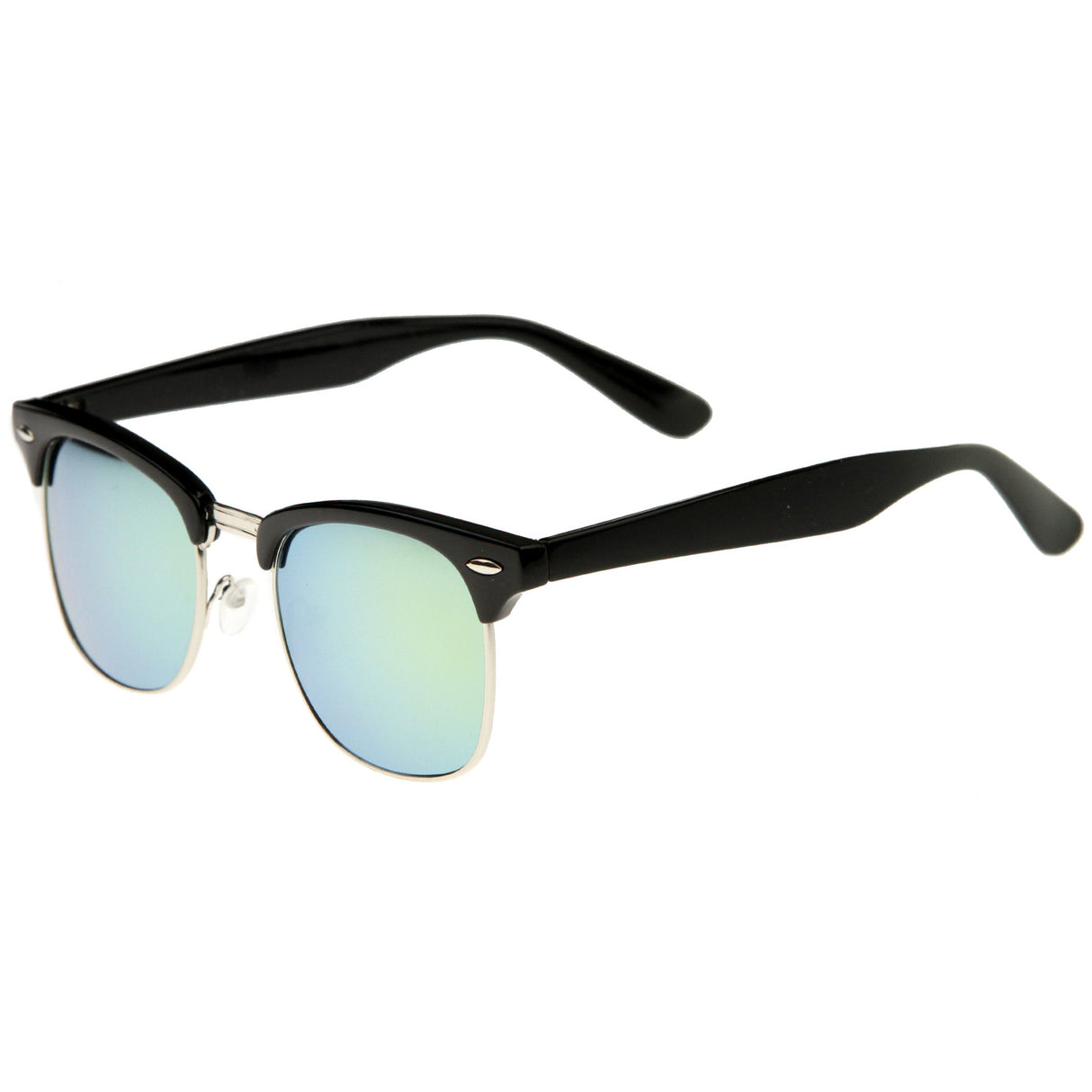 Classic Square Colored Mirrored Lens Horn Rimmed Sunglasses C772 from zeroUV