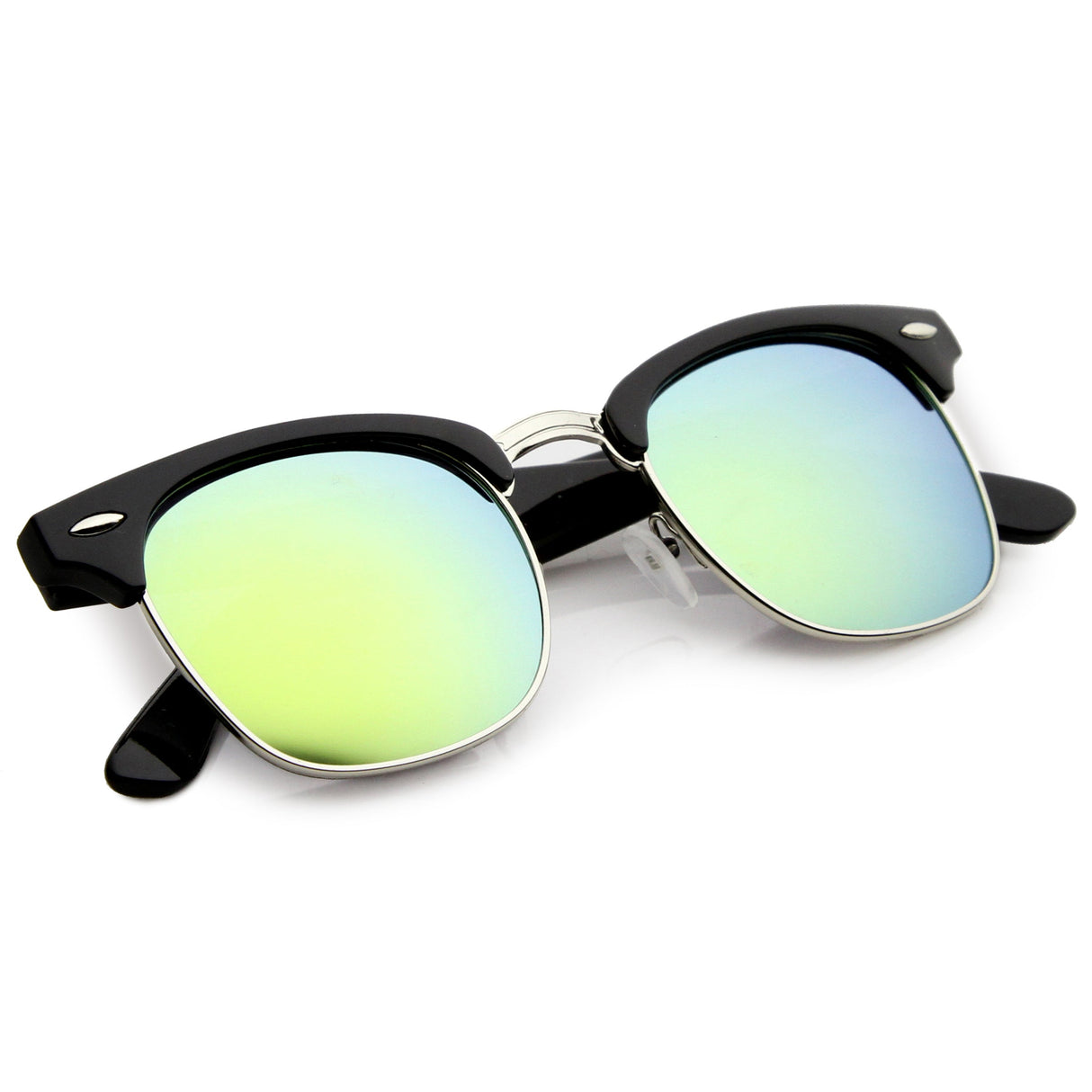 Classic Square Colored Mirrored Lens Horn Rimmed Sunglasses C772 from zeroUV