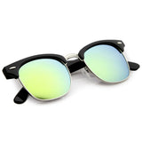 Classic Square Colored Mirrored Lens Horn Rimmed Sunglasses C772 from zeroUV