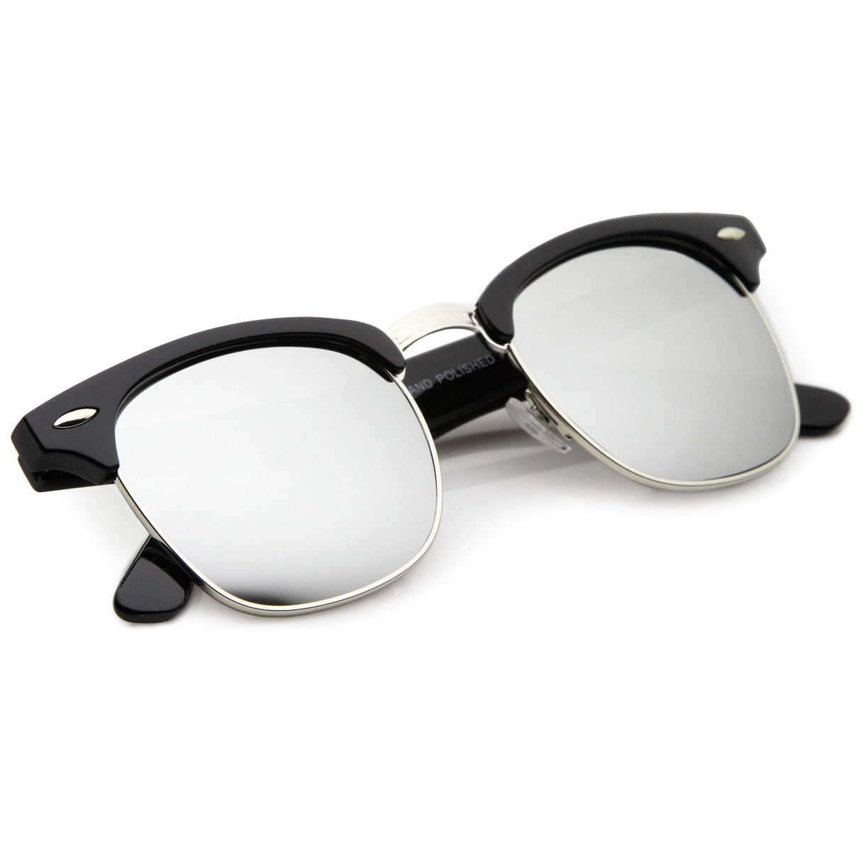 Classic Square Colored Mirrored Lens Horn Rimmed Sunglasses C772 from zeroUV