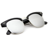 Classic Square Colored Mirrored Lens Horn Rimmed Sunglasses C772 from zeroUV