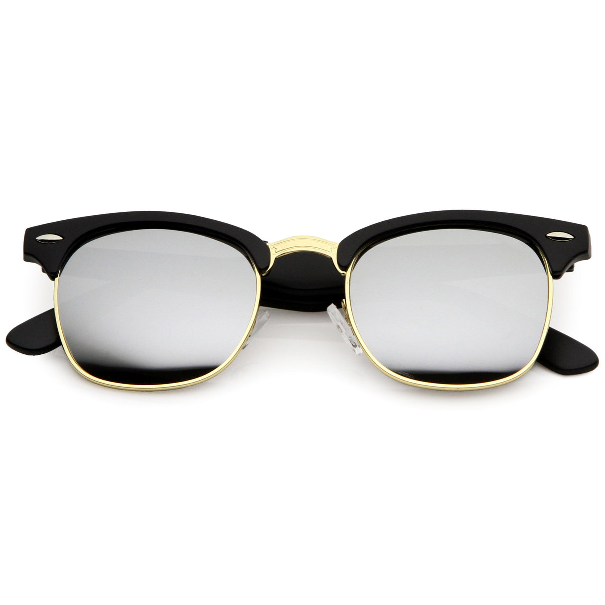 Classic Square Colored Mirrored Lens Horn Rimmed Sunglasses C772 from zeroUV