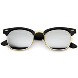 Classic Square Colored Mirrored Lens Horn Rimmed Sunglasses C772 from zeroUV