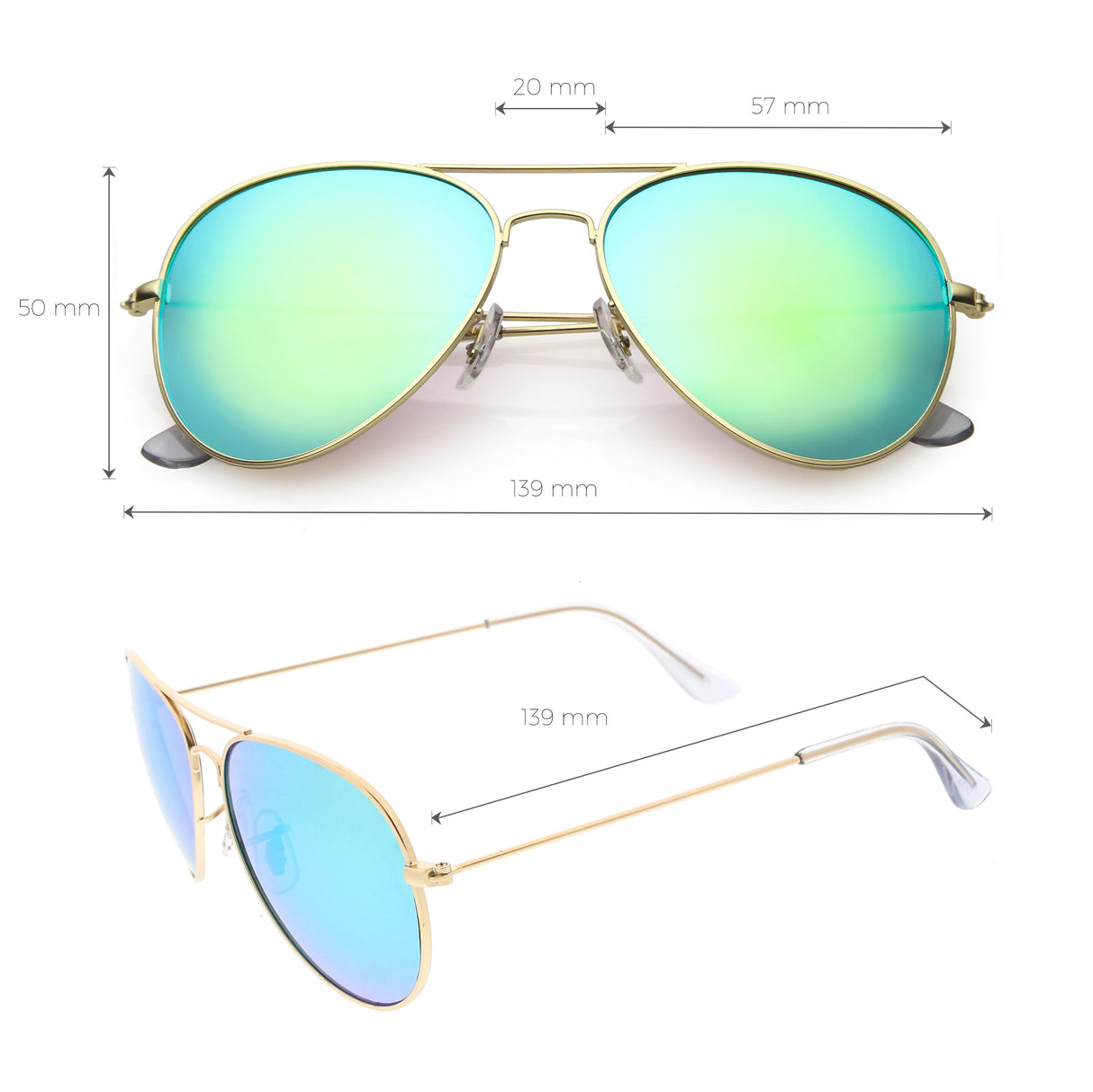 Classic Metal Colored Mirror Lens Aviator Sunglasses C775 from zeroUV