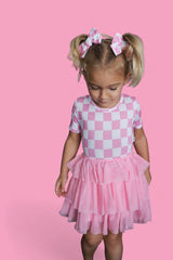 BUBBLEGUM CHECKERS DREAM TUTU DRESS from DREAM BIG LITTLE CO