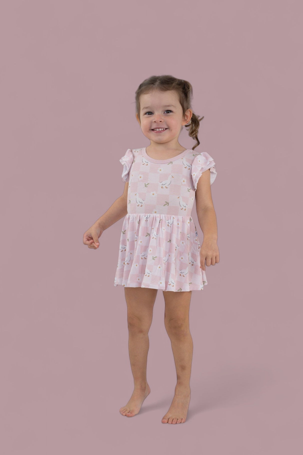EXCLUSIVE DUCKS AND DAISIES DREAM CAP SLEEVE BODYSUIT DRESS from DREAM BIG LITTLE CO