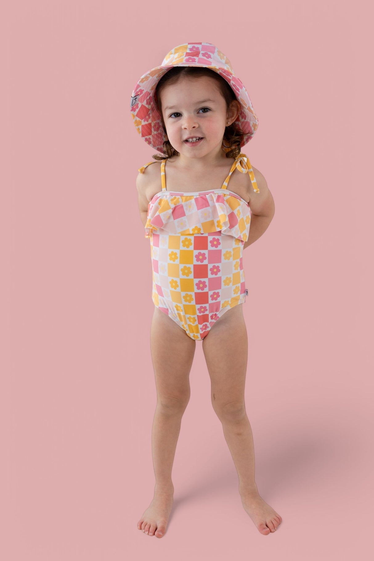 SUMMER SUNSET CHECKERS DREAM ONE PIECE SWIM SUIT from DREAM BIG LITTLE CO