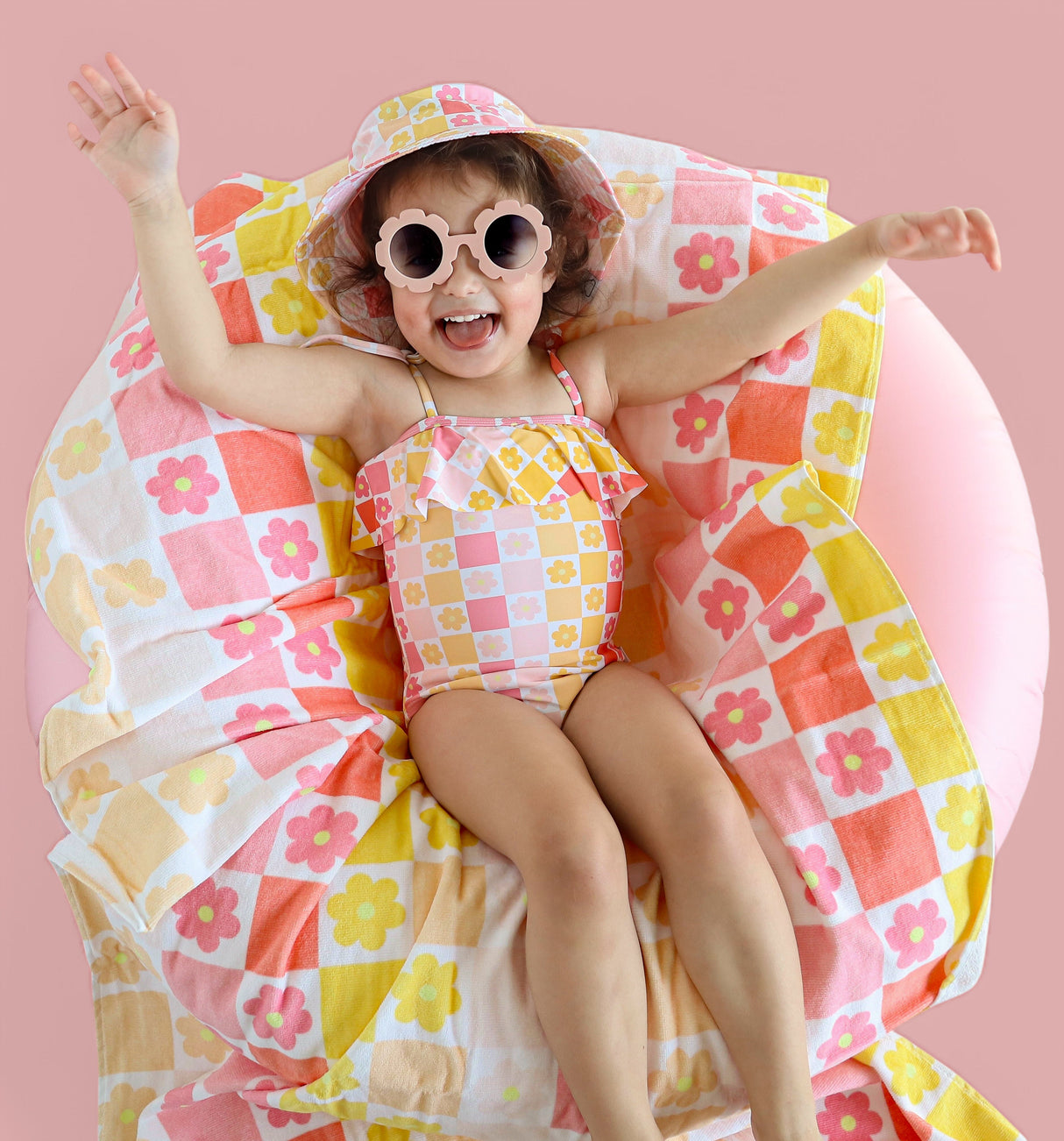 SUMMER SUNSET CHECKERS DREAM ONE PIECE SWIM SUIT from DREAM BIG LITTLE CO
