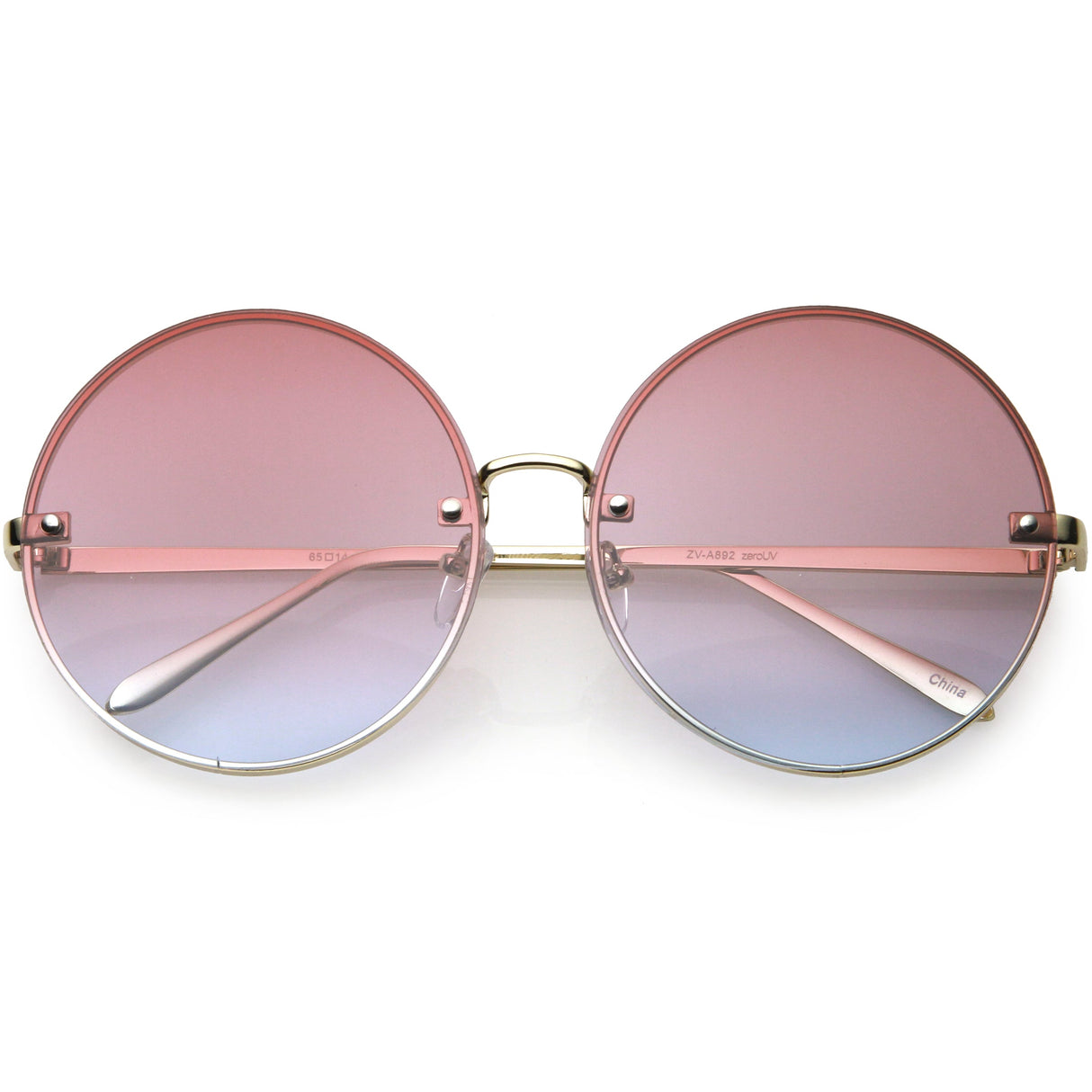 Women's Oversize Round Rimless Color Two Tone Sunglasses C985 from zeroUV