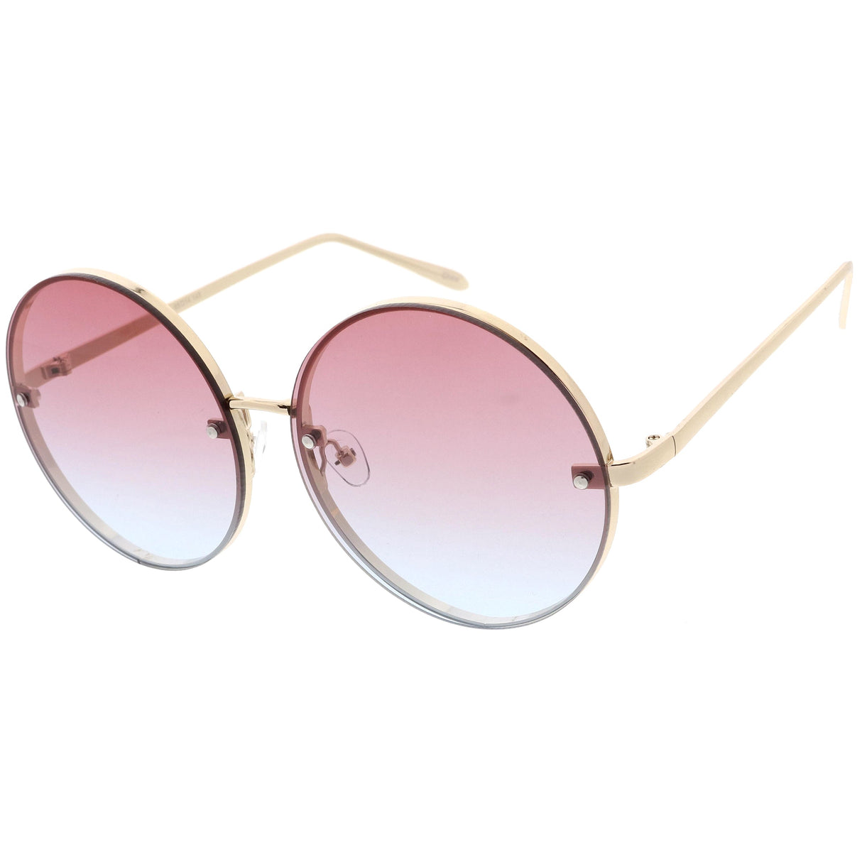 Women's Oversize Round Rimless Color Two Tone Sunglasses C985 from zeroUV