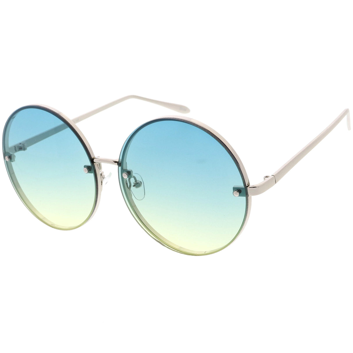 Women's Oversize Round Rimless Color Two Tone Sunglasses C985 from zeroUV