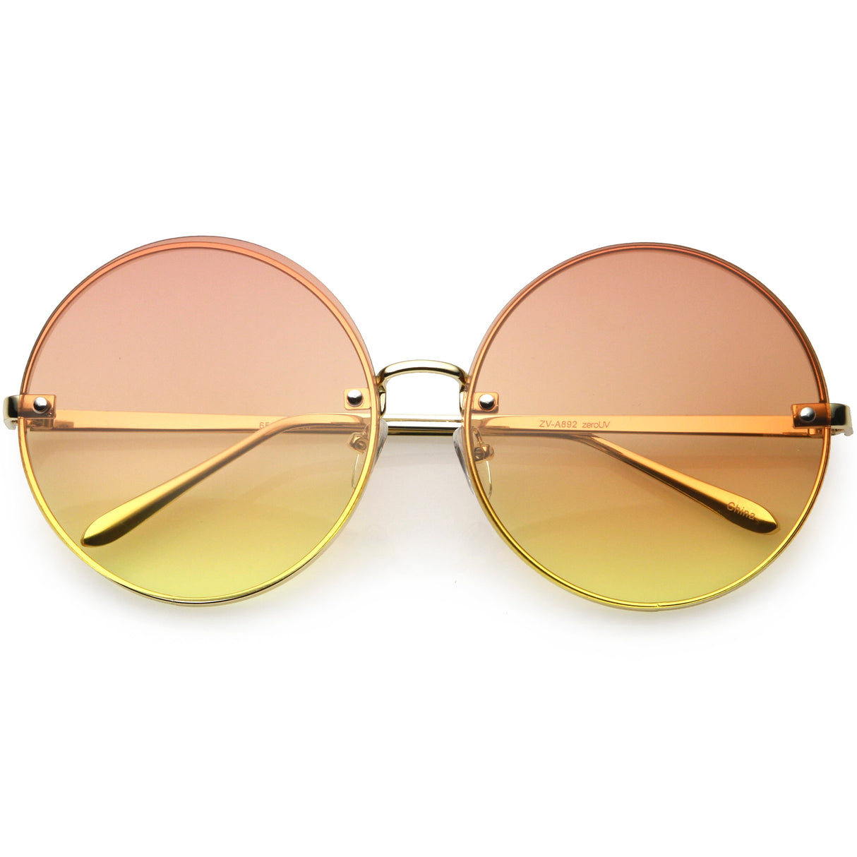 Women's Oversize Round Rimless Color Two Tone Sunglasses C985 from zeroUV