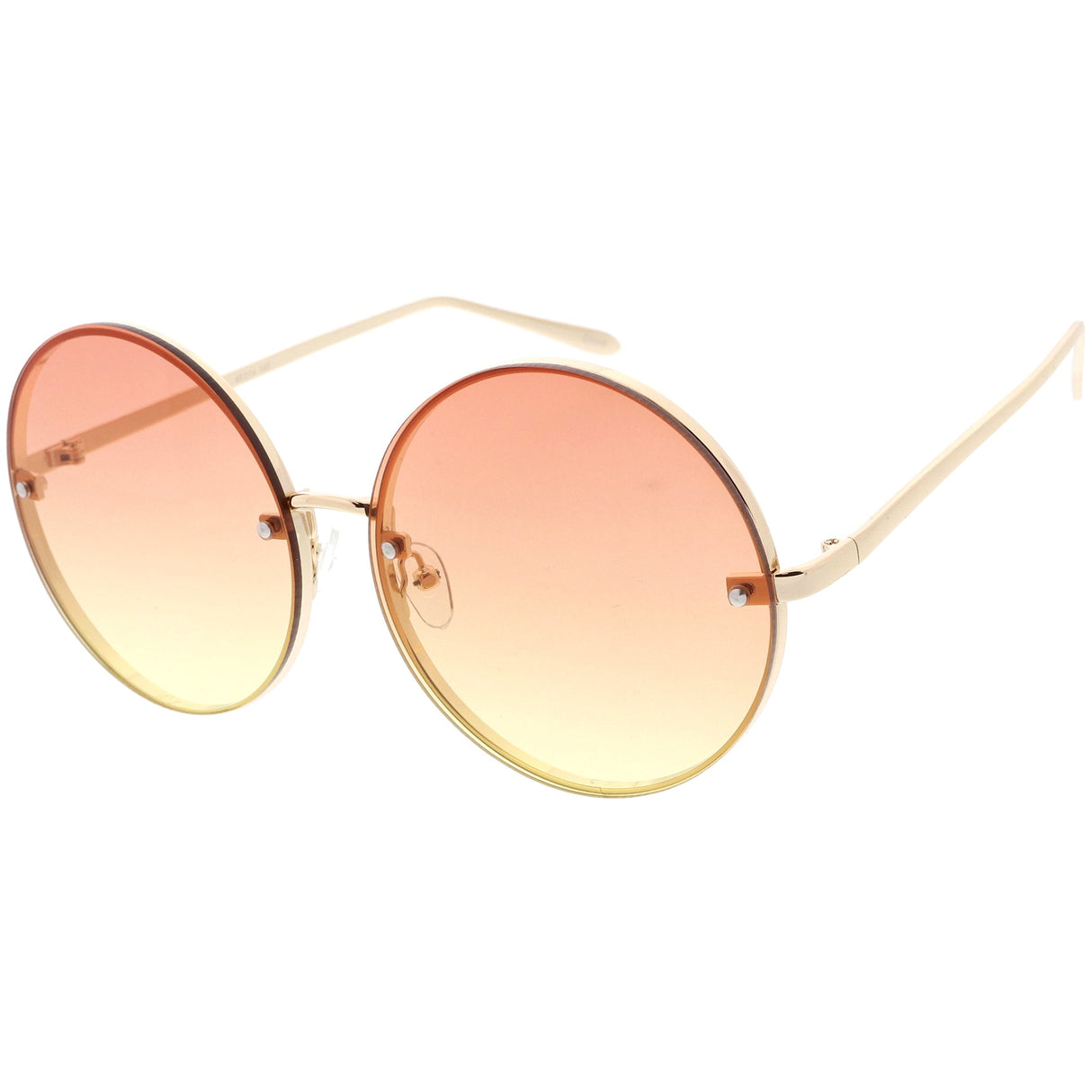 Women's Oversize Round Rimless Color Two Tone Sunglasses C985 from zeroUV