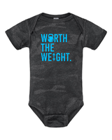 Worth The Weight Onesie (With Blue Text) from DadBod Apparel