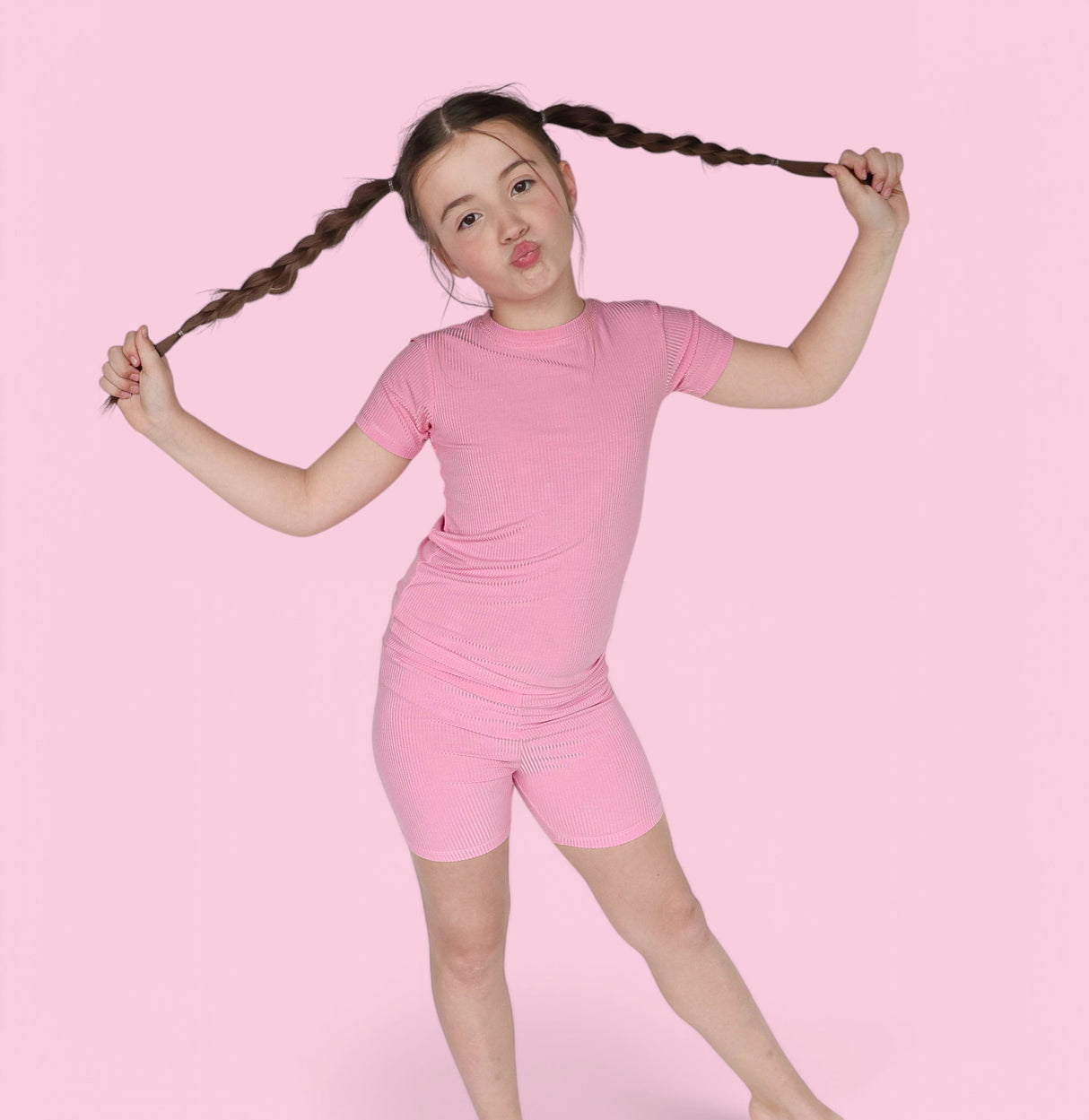 BELLA PINK RIB DREAM SHORT SET from DREAM BIG LITTLE CO