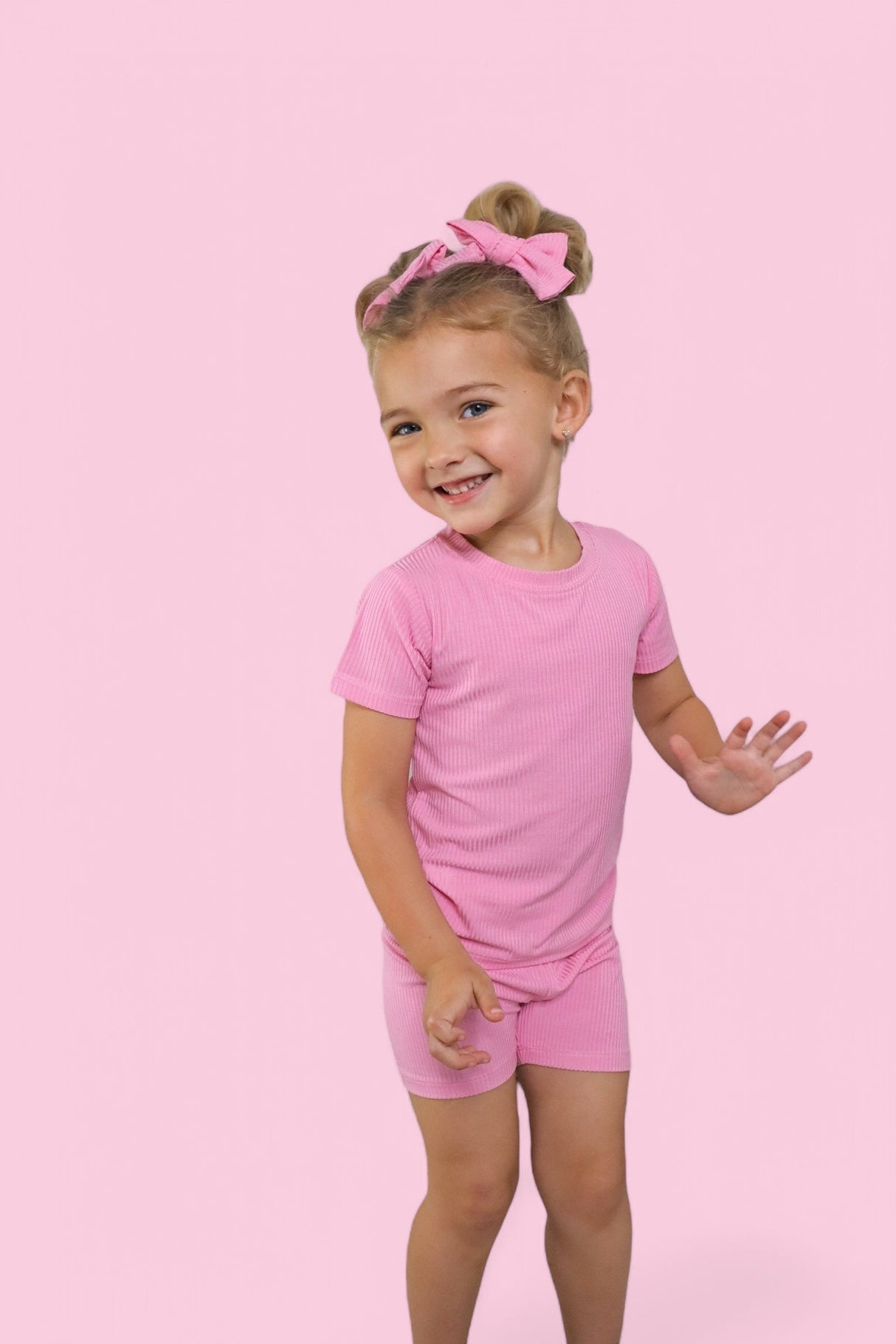 BELLA PINK RIB DREAM SHORT SET from DREAM BIG LITTLE CO
