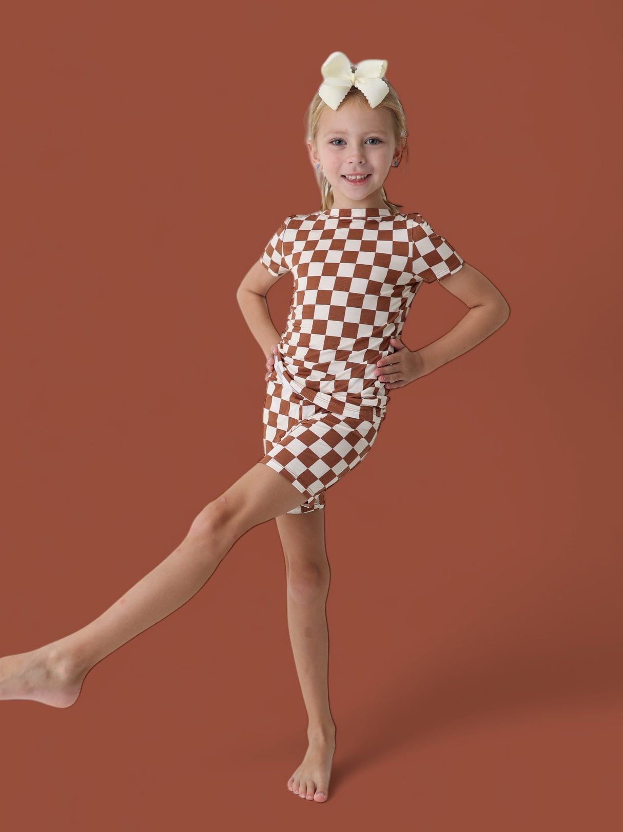 COPPER CHECKERS DREAM SHORT SET from DREAM BIG LITTLE CO