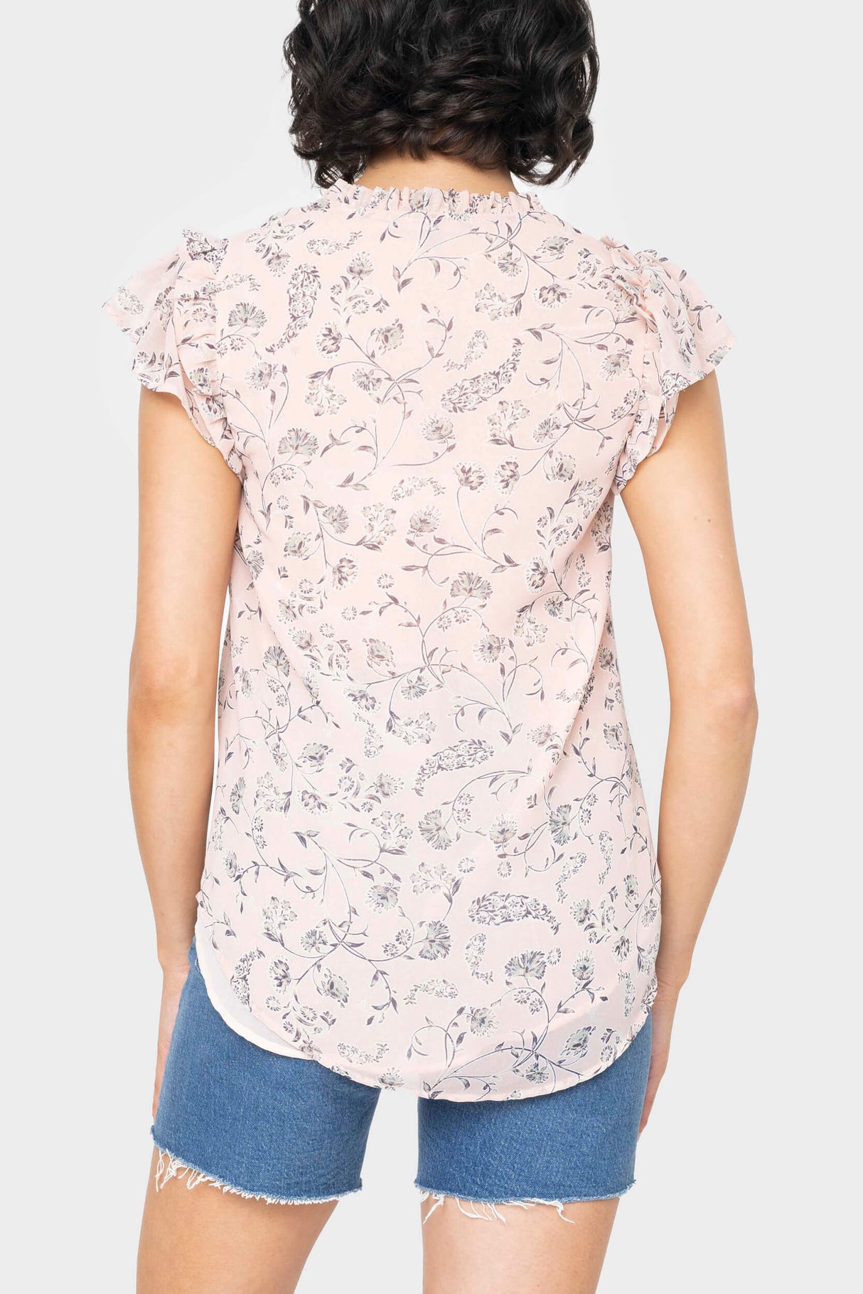 Split Neck Flutter Sleeve Blouse from Gibsonlook