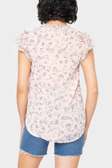 Split Neck Flutter Sleeve Blouse from Gibsonlook
