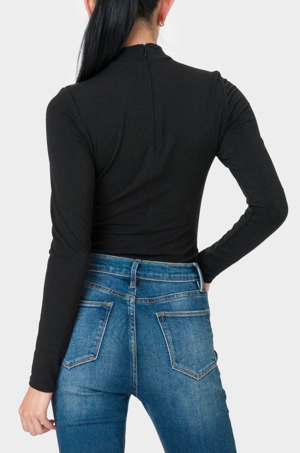 Long Sleeve Essential Mock Neck Thong Bodysuit  From Gibsonlook