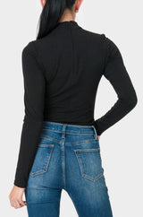 Long Sleeve Essential Mock Neck Thong Bodysuit  From Gibsonlook