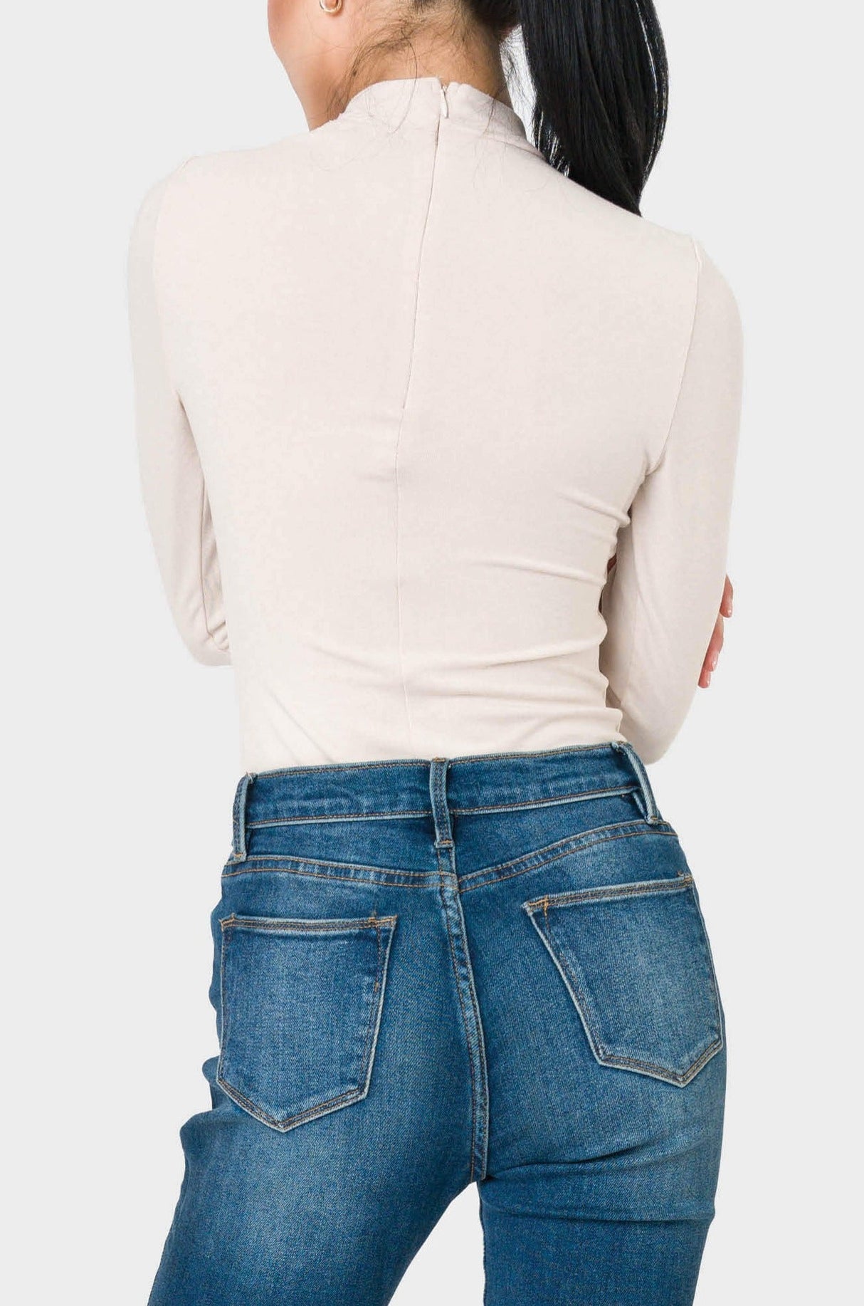 Long Sleeve Essential Mock Neck Thong Bodysuit  From Gibsonlook