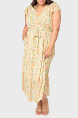 Flutter Sleeve Flowy Surplice Wrap Maxi Dress from Gibsonlook