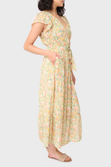 Flutter Sleeve Flowy Surplice Wrap Maxi Dress from Gibsonlook