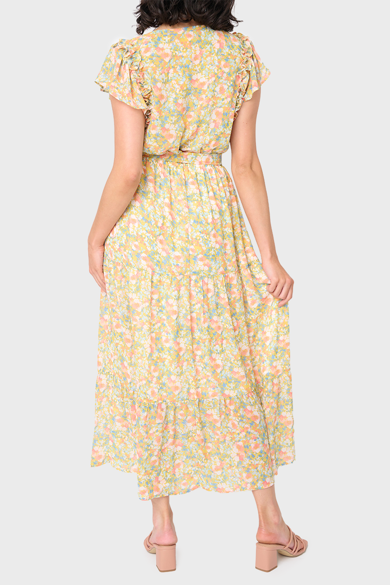 Flutter Sleeve Flowy Surplice Wrap Maxi Dress from Gibsonlook