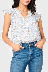 Notch Neck Flutter Sleeve Blouse from Gibsonlook