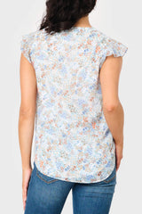Notch Neck Flutter Sleeve Blouse from Gibsonlook