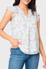 Notch Neck Flutter Sleeve Blouse from Gibsonlook