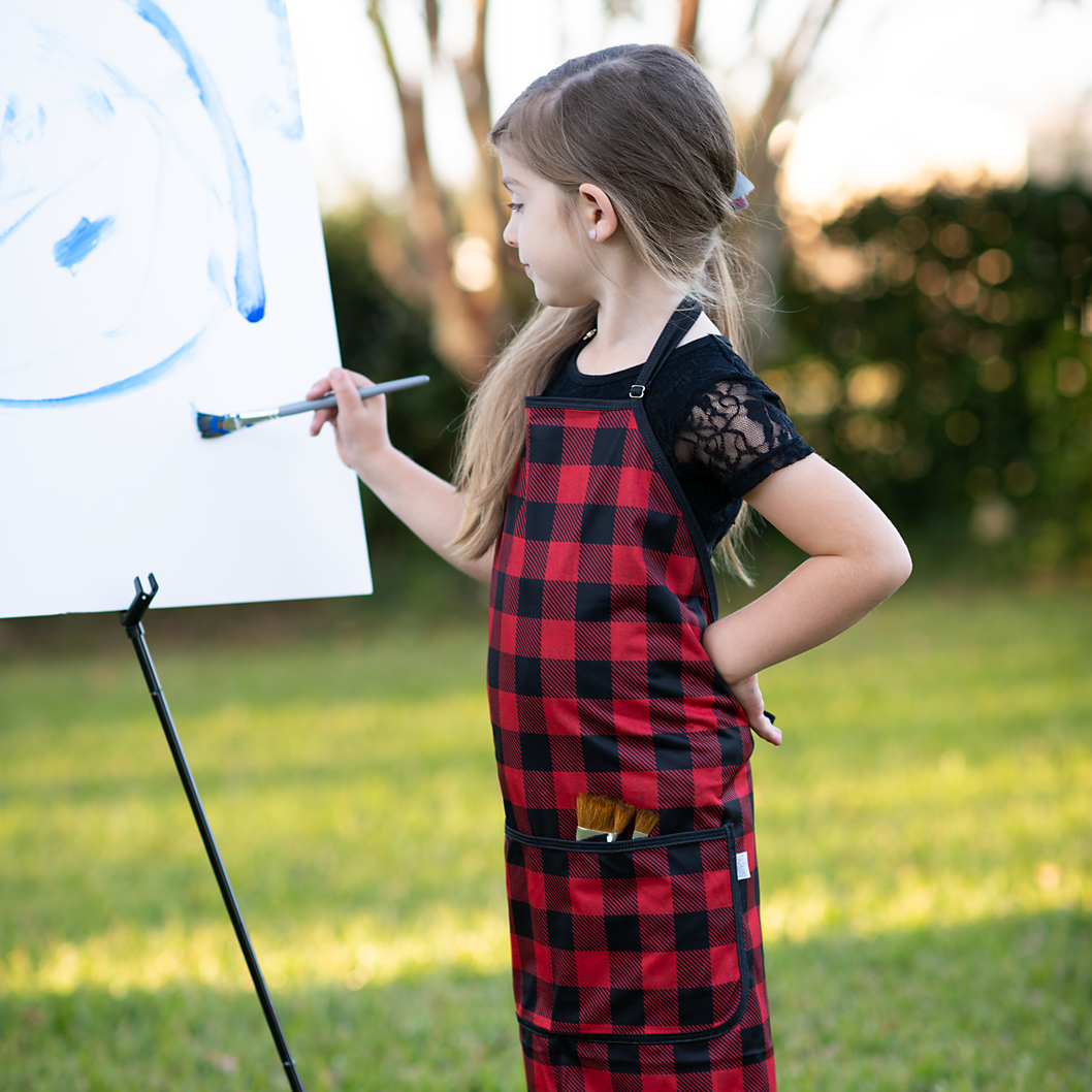 Red Buffalo Plaid Apron - fits sizes youth small through adult 2XL SALE from BapronBaby