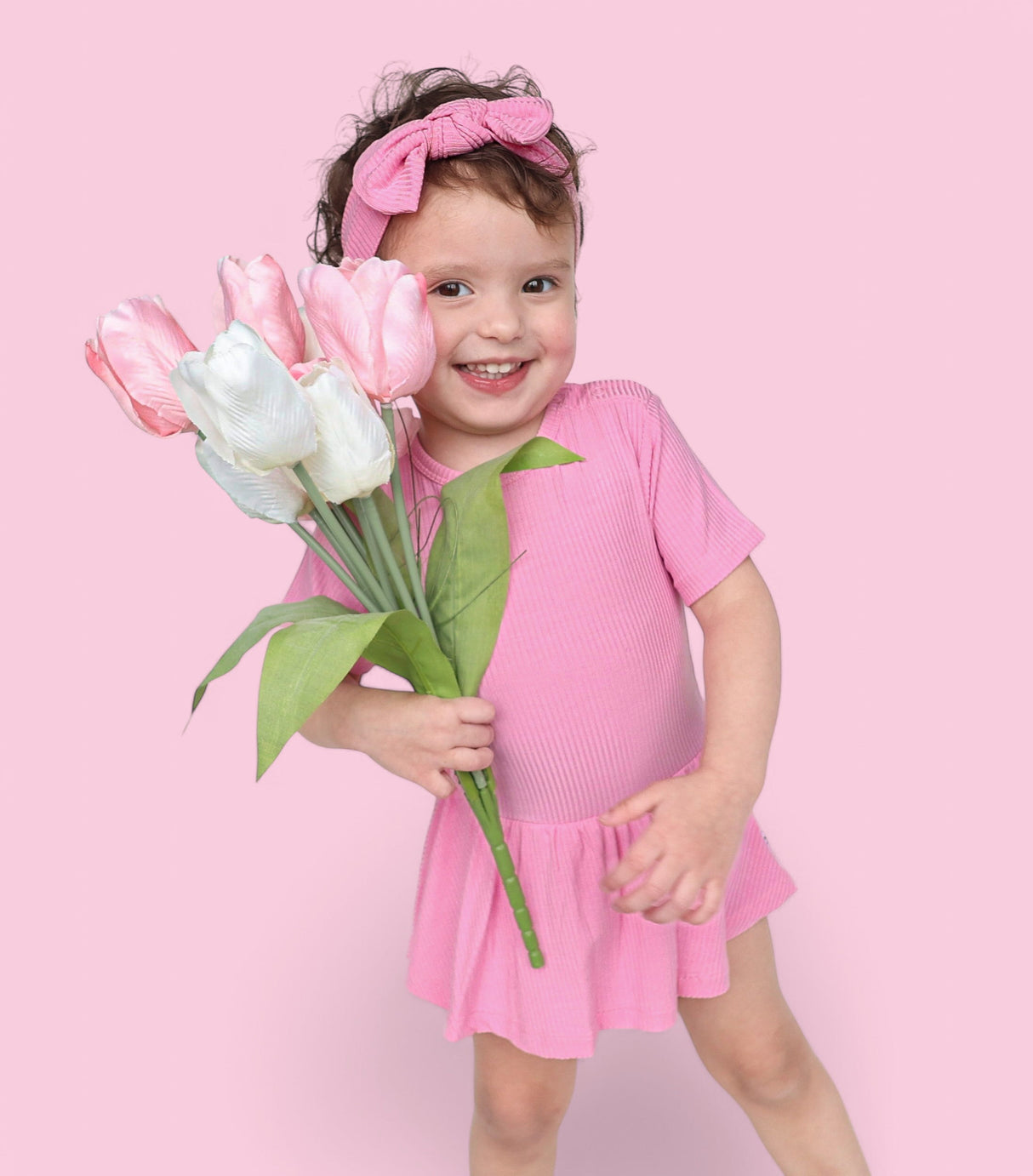 BELLA PINK RIB DREAM BODYSUIT DRESS from DREAM BIG LITTLE CO