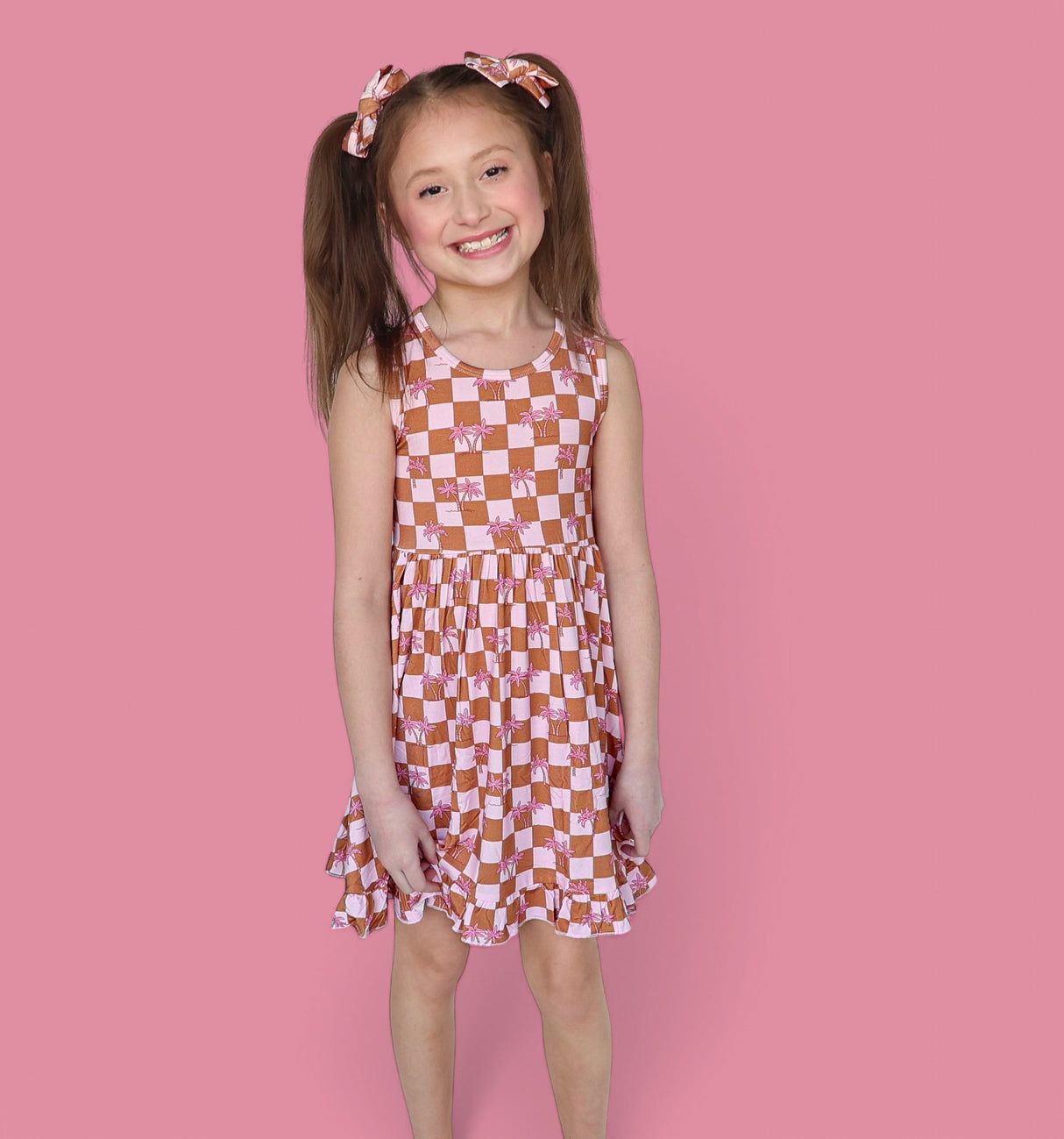 EXCLUSIVE SUNSET BEACH CHECKERS TANK DREAM RUFFLE DRESS from DREAM BIG LITTLE CO
