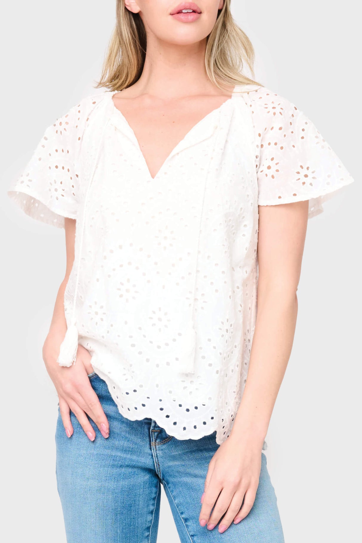 Flutter Sleeve Scallop Top From Gibsonlook