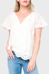 Flutter Sleeve Scallop Top From Gibsonlook