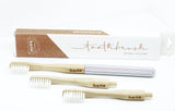 Replaceable Bamboo Toothbrush Aluminum Handle - Soft White Bristles from Lucky Teeth