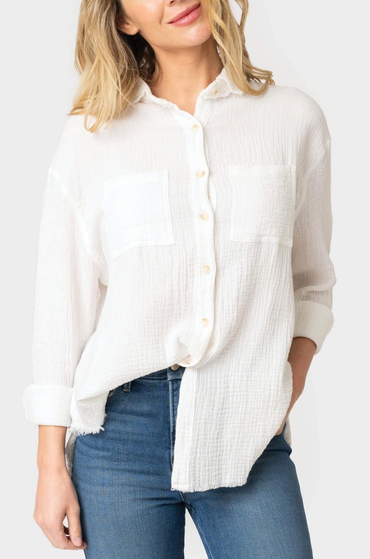 Beachside Gauze Button Front Shirt  From Gibsonlook