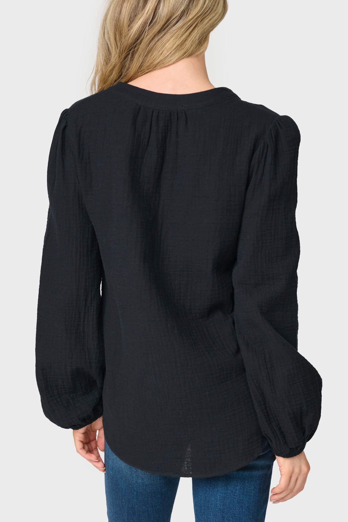 Meadow Bracelet Sleeve V-Neck Gauze Top from Gibsonlook