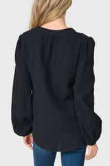 Meadow Bracelet Sleeve V-Neck Gauze Top from Gibsonlook