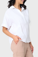 All Day Henley Cotton Gauze Top  From Gibsonlook