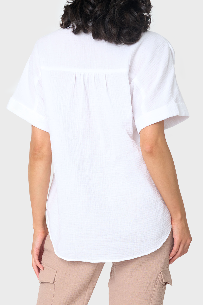 All Day Henley Cotton Gauze Top  From Gibsonlook